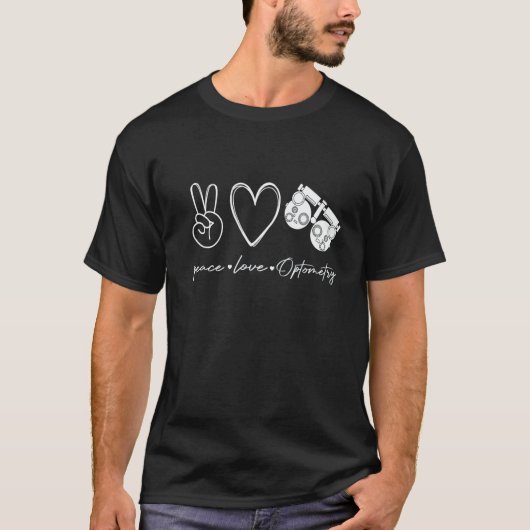T-shirt Peace Love Optometry Leopard Optometrist Optician (Devant)
