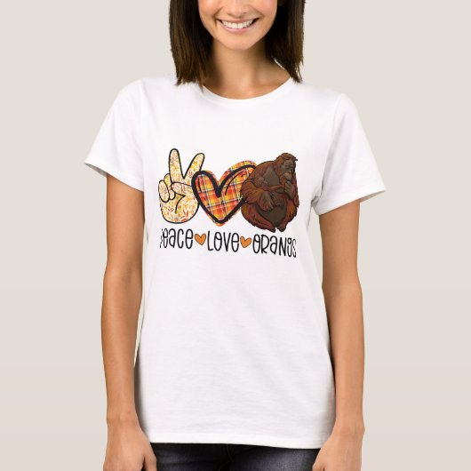 T-shirt Peace Love Orangs Orangutan Maman Avec Bébé Ape Lo (Devant)
