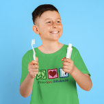 T-shirt Peace Love Orthodontics Enfants<br><div class="desc">Un joli cadeau de vacances orthodontiste pour leurs patients avec un signe de paix,  un coeur et une dent. Peace Love T-shirt pour enfants orthodontiques pour quelqu'un qui porte un visage</div>