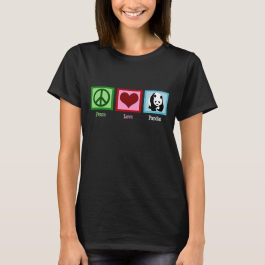 T-shirt Peace Love Panda Bear (Devant)
