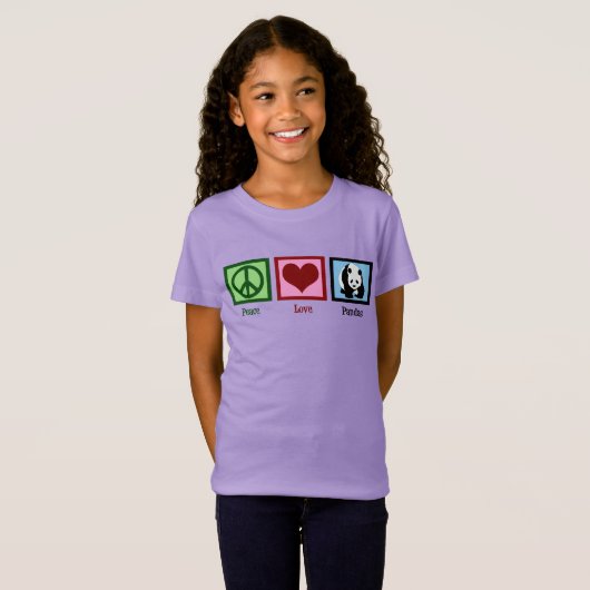 T-Shirt Peace Love Panda Bear Cute Kids (Devant entier)