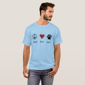 T-shirt Peace Love Paws (Devant entier)