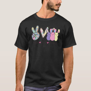 T-shirt Peace Love Pe Eps Coeur mignon Pâques Bunny Happy