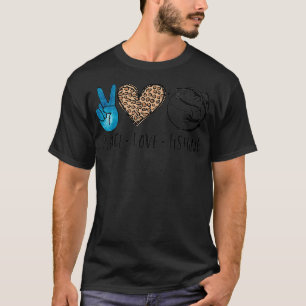 T-shirt Peace Love Pêche Leopard Funny Pêche Amateurs Homm