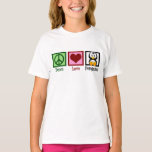 T-shirt Peace Love Penguins Cute Penguin Enfants<br><div class="desc">J'adore les pingouins. Ils sont tout ce dont le monde a besoin en plus de la paix et de l'amour. Un joli signe de paix vert,  un coeur rouge mignon et un adorable pingouin sur un t-shirt animal pour enfants.</div>