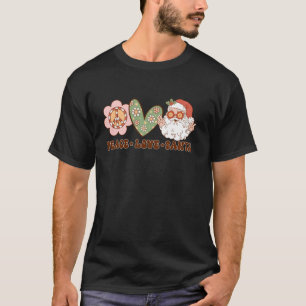 T-shirt Peace Love Père Noël Hippie Peace Retro Super Chri