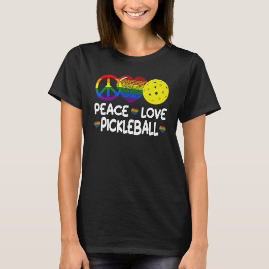 T-shirt Peace Love Pickleball Paddleball Lover I Love Pick (Devant)