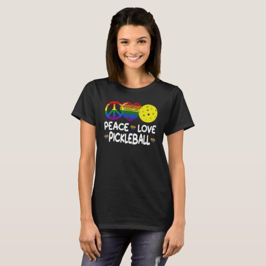T-shirt Peace Love Pickleball Paddleball Lover I Love Pick (Devant entier)