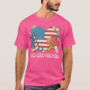 T-shirt Peace Love Ping Pong American Flag Table patriotiq
