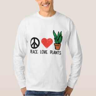 T-shirt Peace Love Plantes Jardinage Hippie Gardener Homme