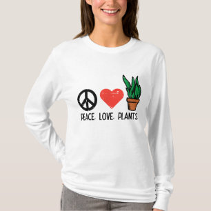T-shirt Peace Love Plantes Jardinage Hippie Gardener Homme