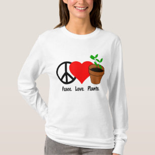 T-shirt Peace Love Plantes Tee Garden jardinage croissance