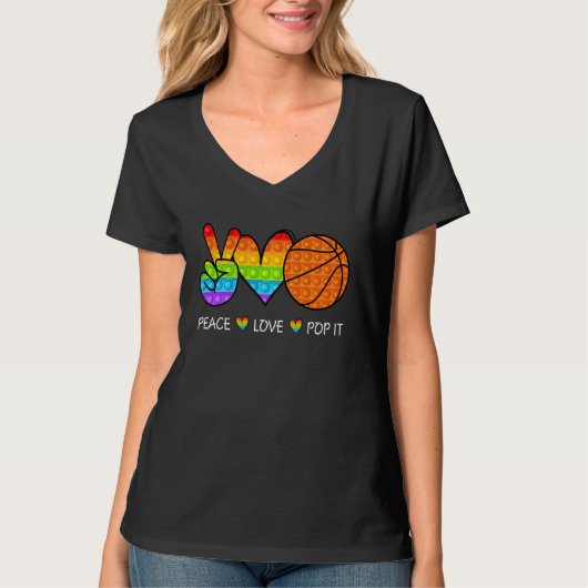 T-shirt Peace Love Pop It Basketball Fidget (Devant)