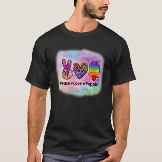 T-shirt Peace Love Poppin Tie Dye Leopard Pop Fidget Jouet