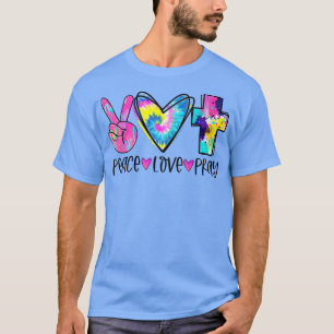 T-shirt Peace Love Pray Tie Dye Christian Cross Christian