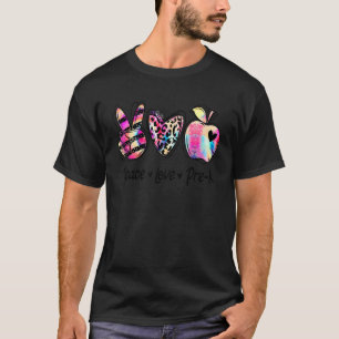 T-shirt Peace Love Pré K Teacher Girls Team Pre K Squad Ti