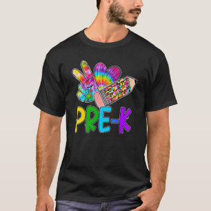 T-shirt Peace Love Pre K Tie Dye Leopard Pencil Premier jo