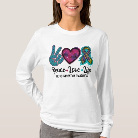 T-shirt Peace Love Prévention du suicide (Devant)