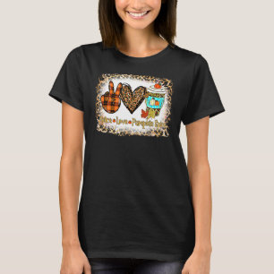 T-shirt Peace Love Pumkin Maple Leaf Automne Saison Automn