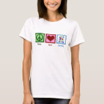 T-shirt Peace Love Quilting Cute Quilter Femmes<br><div class="desc">J'aime faire de l'artisanat comme faire de jolies courtepointes. Quilter de belles couvertures est mon passe-temps préféré comme couette. Joli cadeau Peace Love Quilting.</div>