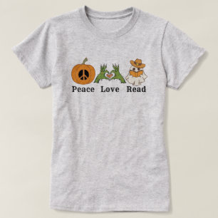 T-shirt Peace Love Read Halloween Western