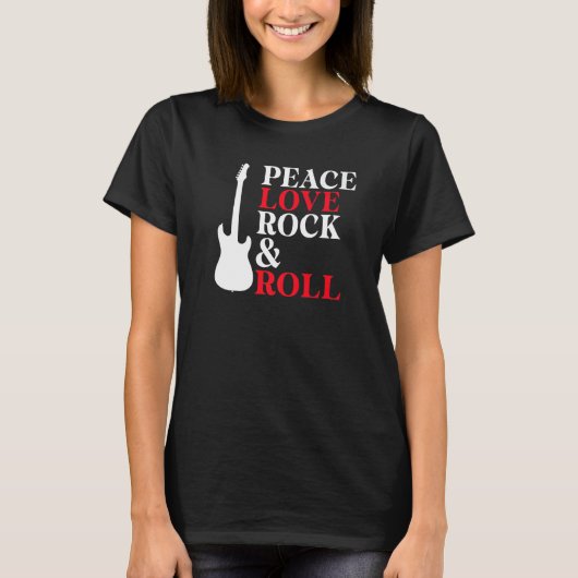 T-shirt Peace Love Rock and Roll Rocker   (Devant)