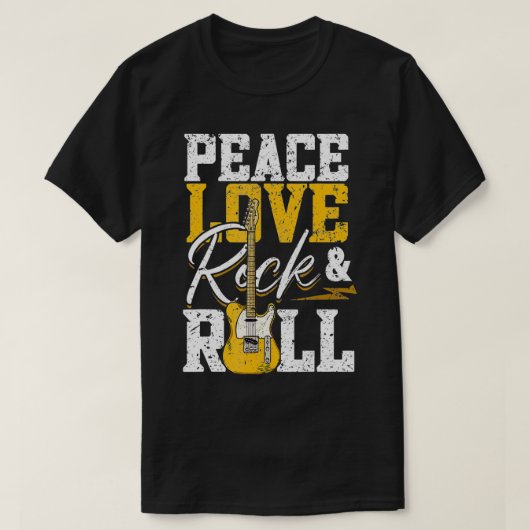 T-shirt Peace Love Rock & Roll Electronic Rock Guitare  (Design devant)