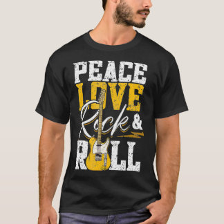 T-shirt Peace Love Rock & Roll Electronic Rock Guitare 