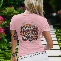 T-shirt Peace Love RocknRoll Retro les années 70 Vintage P