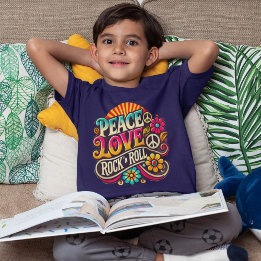 T-shirt Peace Love RocknRoll Retro les années 70 Vintage P