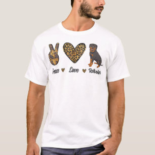 T-shirt Peace Love Rottweiler Lover Pet Dog Puppy Propriét