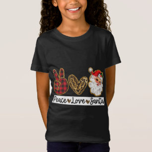 T-Shirt Peace Love Santa Claus Chemises Noël Noël Noël Noë