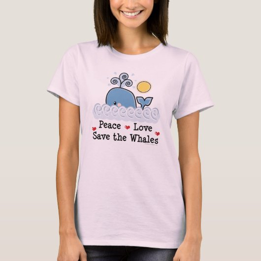 T-shirt Peace Love Save The Whales Organic Tee - shirt (Devant)