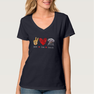 T-shirt Peace Love Schnoodle Dog - Schnoodle Amoureux des