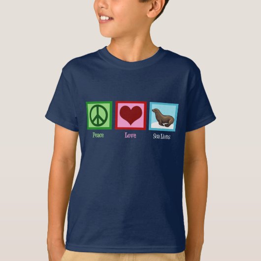T-shirt Peace Love Sea Lions Enfants (Devant)