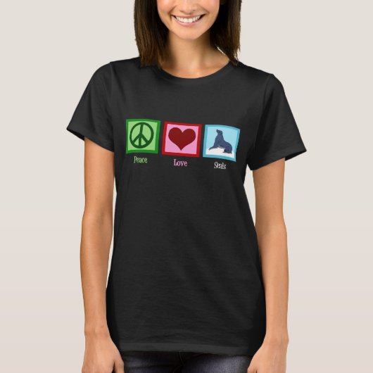 T-shirt Peace Love Seals Femme's Dark (Devant)
