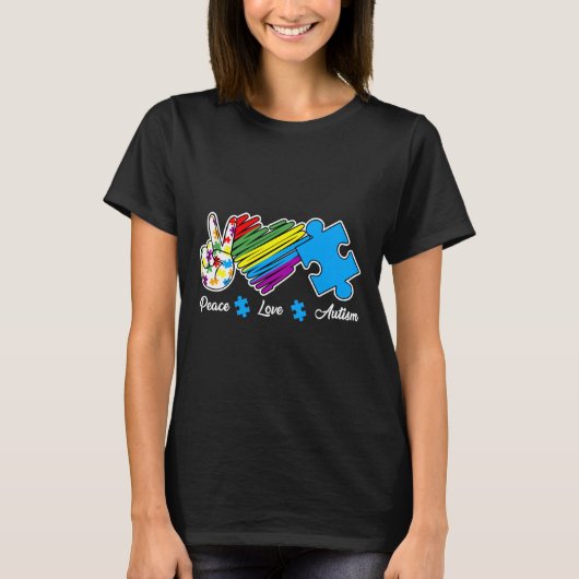 T-shirt Peace Love Sensibilisation sur l'autisme de l'auti (Devant)