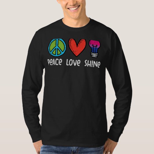 T-shirt Peace Love Shine Bisexual Bi Pride Stuff Drapeau L (Devant)