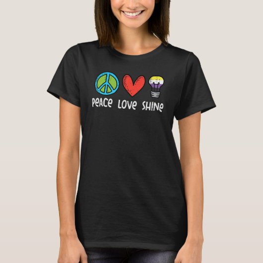 T-shirt Peace Love Shine Non binary Enby Nb Indicateur Non (Devant)