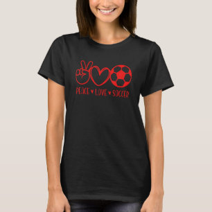 T-shirt Peace Love Soccer Jeu Jour Sports Maman Mère École