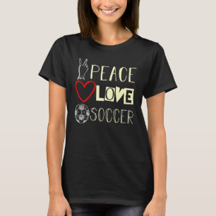 T-shirt Peace Love Soccer Mignonne Pour Femmes Ados Filles