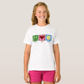 T-shirt Peace Love Softball Cute Girls Team (Devant entier)