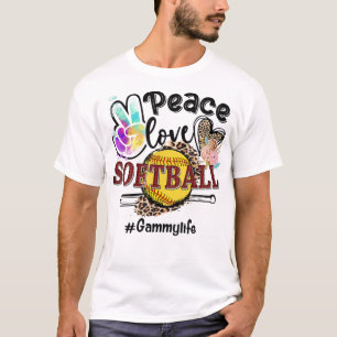 T-shirt Peace Love Softball Gammy Life Maman Grand-mère Le