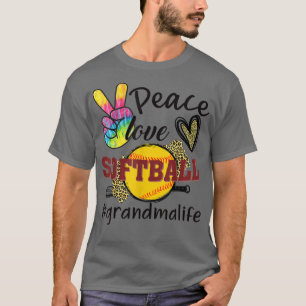 T-shirt Peace Love Softball Grandma Life Mom Grandma Leopa