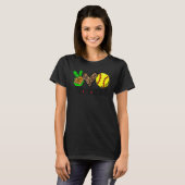 T-shirt Peace Love Softball Leopard Softball (Devant entier)