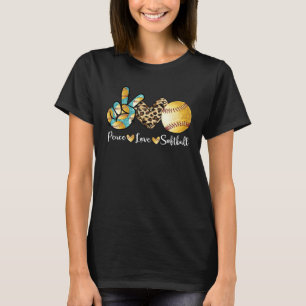 T-shirt Peace Love Softball Maman Lanceuse Receveuse