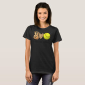 T-shirt Peace Love Softball Moms Empreinte de léopard Moth (Devant entier)