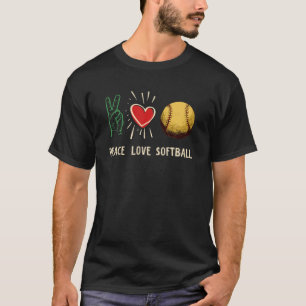 T-shirt Peace Love Softball Player Cute Heart Sport Lots