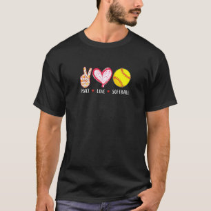 T-shirt Peace Love Softball Pour Filles Garçons Enfants Fe