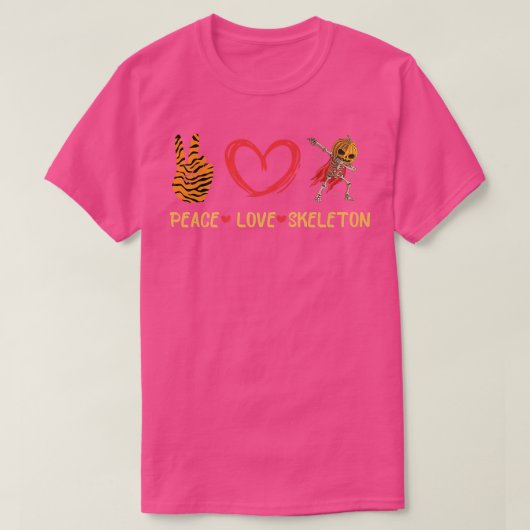 T-shirt Peace Love Squelette (Design devant)